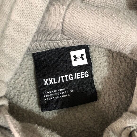 Under Armour Hoodie Adult 2XLarge Gray Spell Out Logo Pullover Sweatshirt Men - Picture 3 of 7